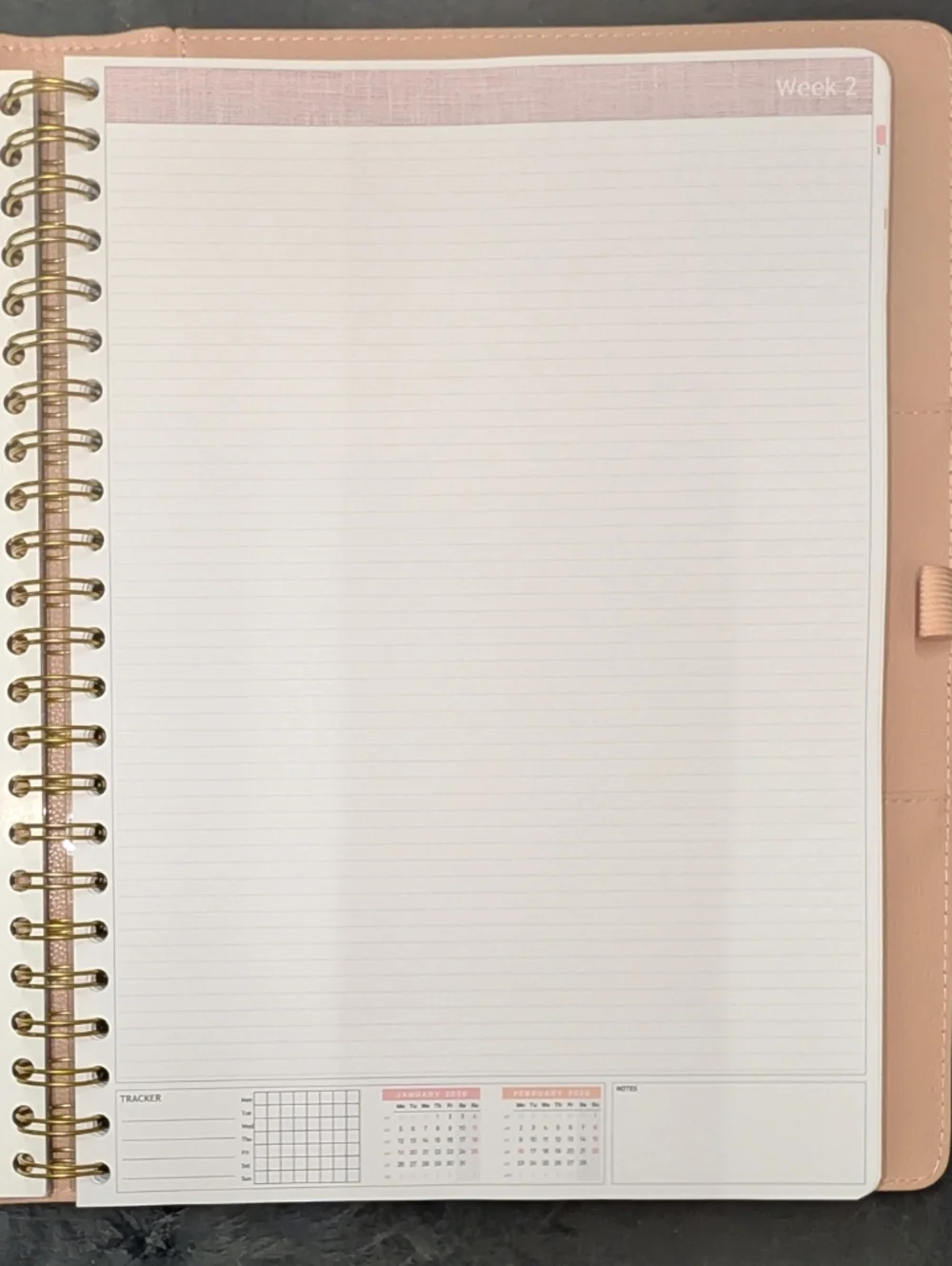 2026 Pink Spiral Planner with Sticker Sheet And Vegan Leather Case